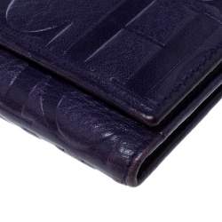 Pre Owned Carolina Herrera Purple Monogram Leather Continental Wallet