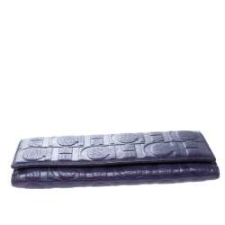 Pre Owned Carolina Herrera Purple Monogram Leather Continental Wallet