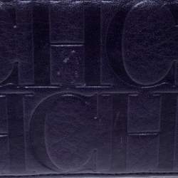 Pre Owned Carolina Herrera Purple Monogram Leather Continental Wallet