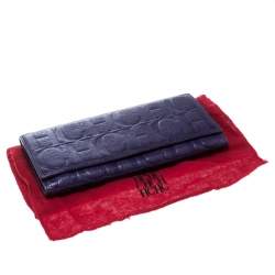 Pre Owned Carolina Herrera Purple Monogram Leather Continental Wallet