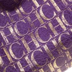 Pre Owned Carolina Herrera Purple/Gold Monogram Leather Hobo