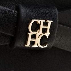 Pre Owned Carolina Herrera Black Bow Leather Card Holder