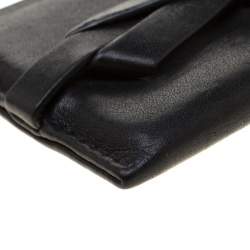 Pre Owned Carolina Herrera Black Bow Leather Card Holder