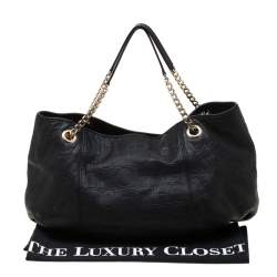 Pre Owned Carolina Herrera Black Monogram Leather Poppy Hobo