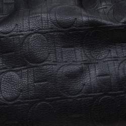 Pre Owned Carolina Herrera Black Monogram Leather Poppy Hobo