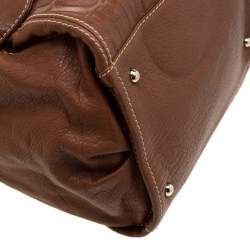 Pre Owned Carolina Herrera Tan Monogram Leather Shoulder Bag