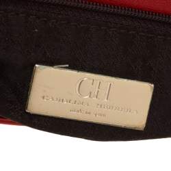 Pre Owned Carolina Herrera Red Leather Flap Shoulder Bag