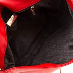 Pre Owned Carolina Herrera Red Leather Flap Shoulder Bag