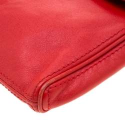 Pre Owned Carolina Herrera Red Leather Flap Shoulder Bag