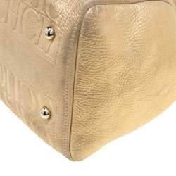 Pre Owned Carolina Herrera Gold Metallic Leather Andy Boston Bag