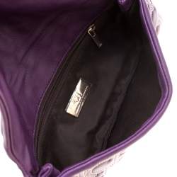 Pre Owned Carolina Herrera Purple Leather  Jerry Clutch