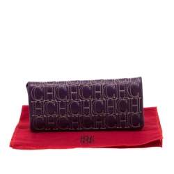 Pre Owned Carolina Herrera Purple Leather  Jerry Clutch