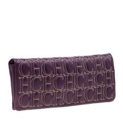Pre Owned Carolina Herrera Purple Leather  Jerry Clutch