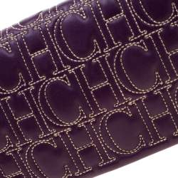 Pre Owned Carolina Herrera Purple Leather  Jerry Clutch