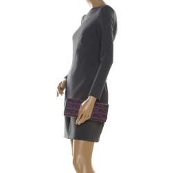 Pre Owned Carolina Herrera Purple Leather  Jerry Clutch