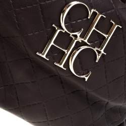 Pre Owned Carolina Herrera Dark Burgundy Quilted Leather Satchel