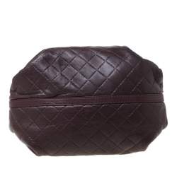 Pre Owned Carolina Herrera Dark Burgundy Quilted Leather Satchel
