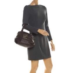 Pre Owned Carolina Herrera Dark Burgundy Quilted Leather Satchel