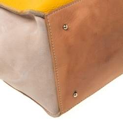 Pre Owned Carolina Herrera Beige/Mustard Leather Tote