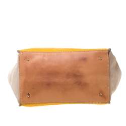 Pre Owned Carolina Herrera Beige/Mustard Leather Tote