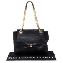 Pre Owned Carolina Herrera Black Leather Audrey Shoulder Bag