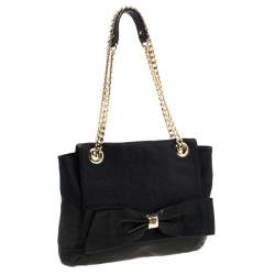 Pre Owned Carolina Herrera Black Leather Audrey Shoulder Bag