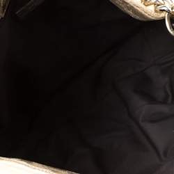 Pre Owned Carolina Herrera Gold Metallic Monogram Leather Chain Hobo
