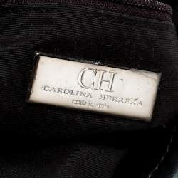 Pre Owned Carolina Herrera Dark Grey Monogram Leather Flap Continental Wallet