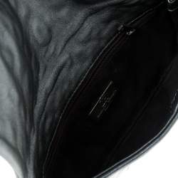 Pre Owned Carolina Herrera Dark Grey Monogram Leather Flap Continental Wallet