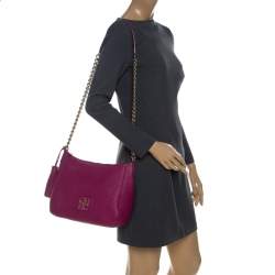 Pre Owned Carolina Herrera Hot Pink Leather Chain Tassel Shoulder Bag