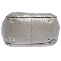 Pre Owned Carolina Herrera Silver Monogram Leather Audrey Tote