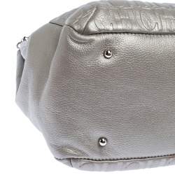 Pre Owned Carolina Herrera Silver Monogram Leather Audrey Tote