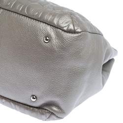 Pre Owned Carolina Herrera Silver Monogram Leather Audrey Tote