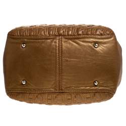 مملوكة مسبقًا Carolina Herrera Metallic Brown Monogram Leather Tote