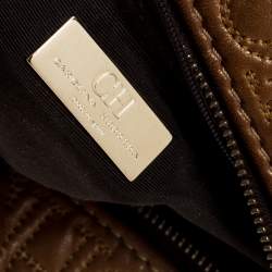 مملوكة مسبقًا Carolina Herrera Metallic Brown Monogram Leather Tote