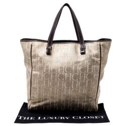 مملوكة مسبقًا حقيبة يد كارولينا هيريرا تويد و جلد ذهبي و بني