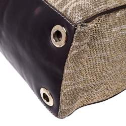 مملوكة مسبقًا حقيبة يد كارولينا هيريرا تويد و جلد ذهبي و بني