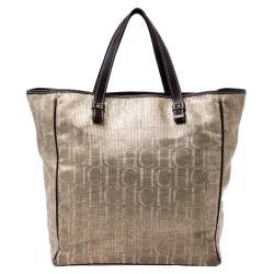 مملوكة مسبقًا حقيبة يد كارولينا هيريرا تويد و جلد ذهبي و بني