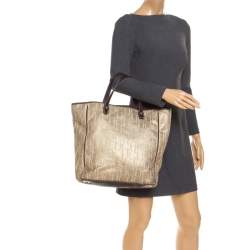 مملوكة مسبقًا حقيبة يد كارولينا هيريرا تويد و جلد ذهبي و بني