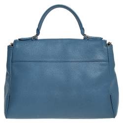  Carolina Herrera Blue Leather Minuetto Flap top Handle Bag