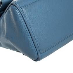  Carolina Herrera Blue Leather Minuetto Flap top Handle Bag
