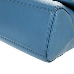  Carolina Herrera Blue Leather Minuetto Flap top Handle Bag