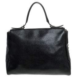 Pre Owned حقيبة كتف كارولينا هيريرا قلاب يد علوية مينوتو جلد سوداء