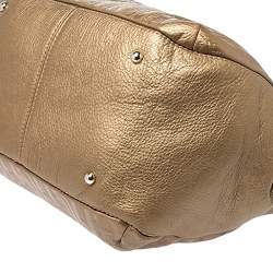 Pre Owned Carolina Herrera Gold Monogram Leather Audrey Tote