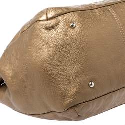 Pre Owned Carolina Herrera Gold Monogram Leather Audrey Tote