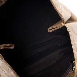 Pre Owned Carolina Herrera Gold Monogram Leather Audrey Tote