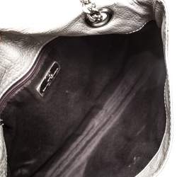 Pre Owned Carolina Herrera Silver Monogram Leather Audrey Shoulder Bag