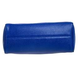 Pre Owned Carolina Herrera Blue Leather Minuetto Flap Top Handle Bag