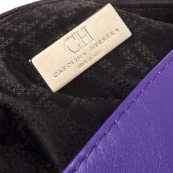 Pre Owned Carolina Herrera Purple Leather Flap Shoulder Bag