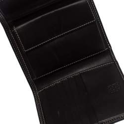 Pre Owned Carolina Herrera Tri Color Signature Canvas, Suede and Leather Trifold Wallet 